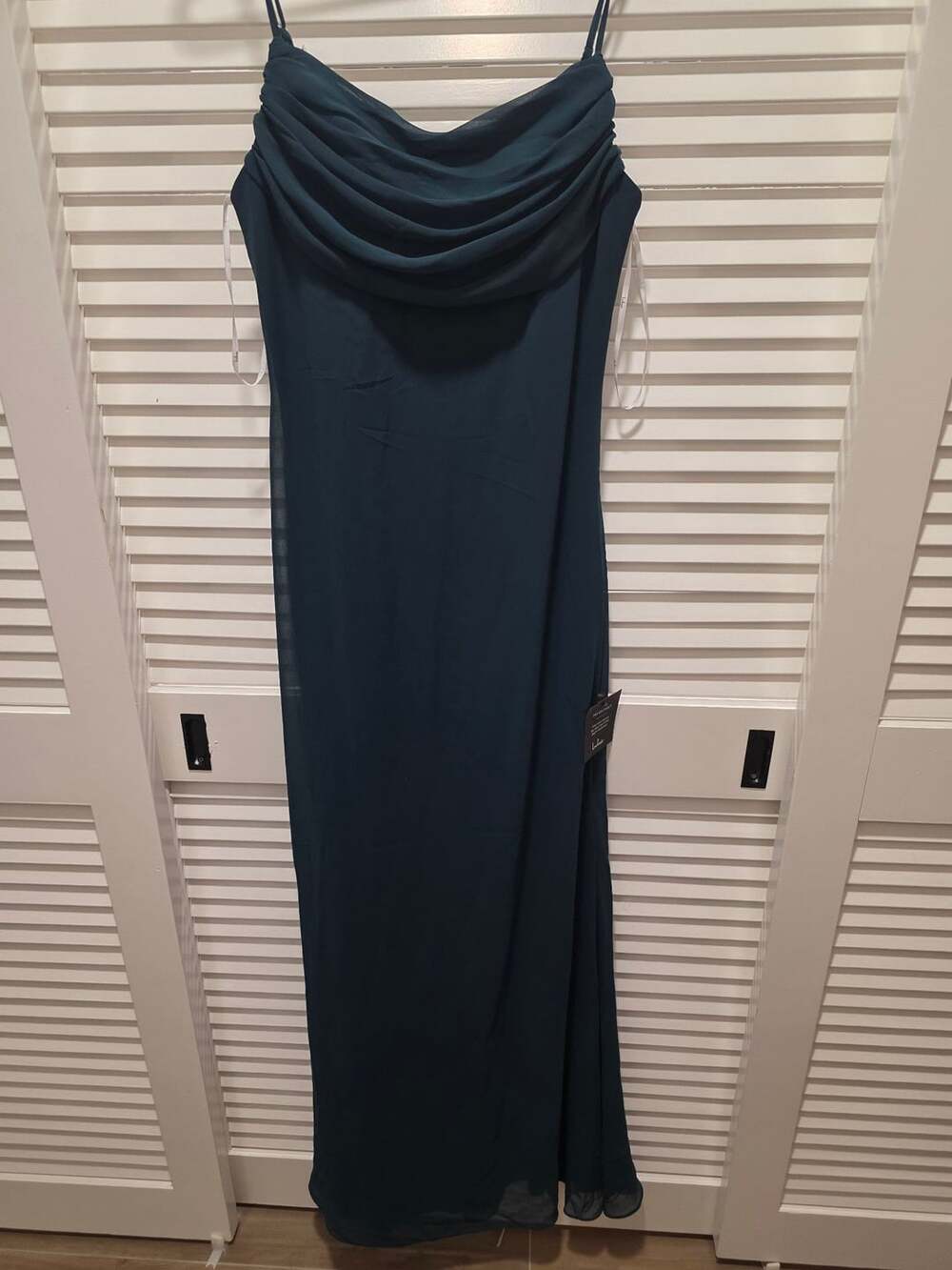 Lulus Dark Teal Green Cowl Neck Maxi Dress Size 4